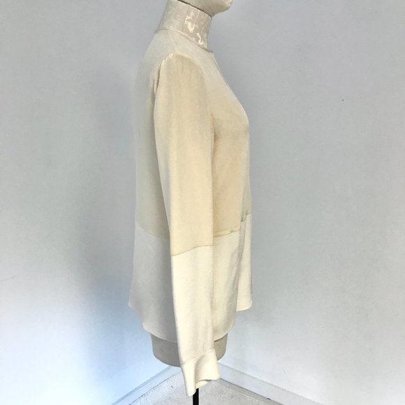 Derek Lam 4 Silk Cream Beige Long Sleeve Blouse - Picture 3 of 9